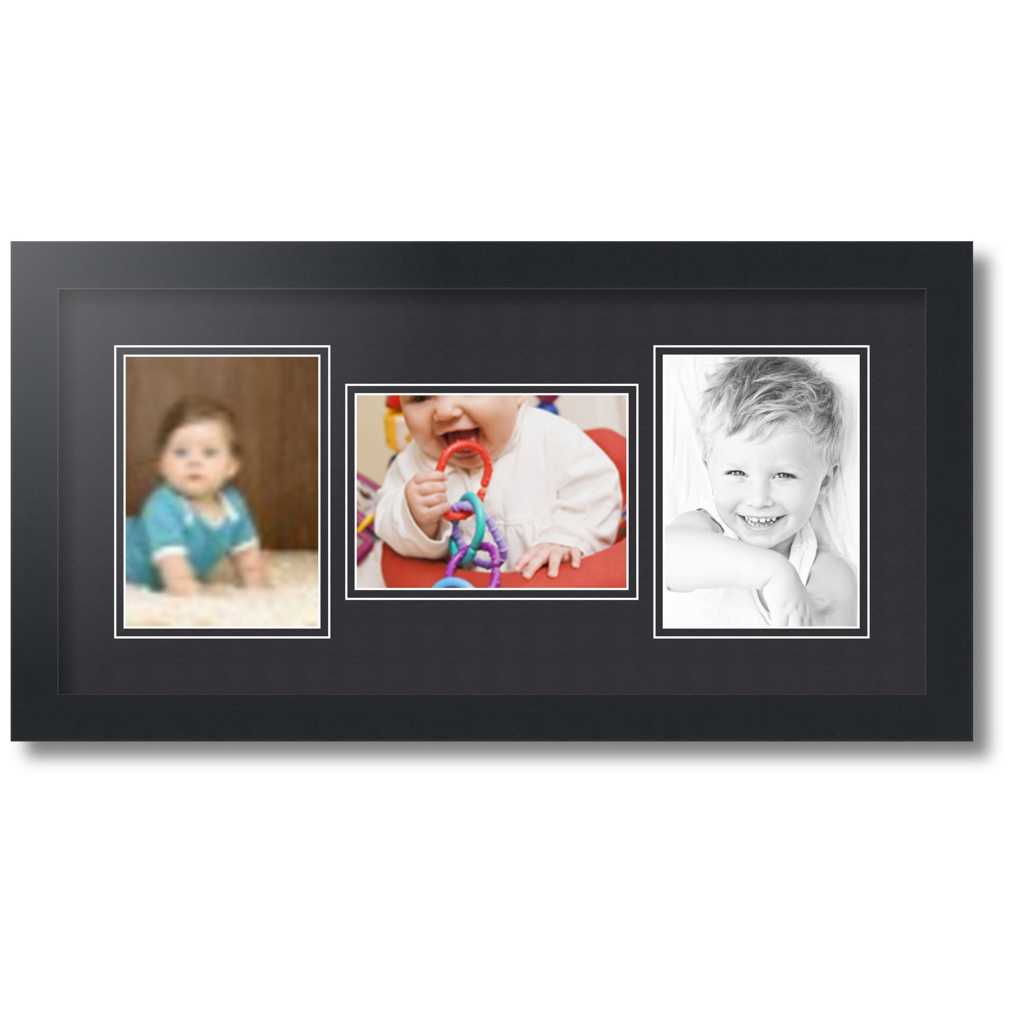ArtToFrames Collage Photo Picture Frame with 3 - 5x7 Openings, Framed in Black with Black and Black Mats (CDM-3926-70)