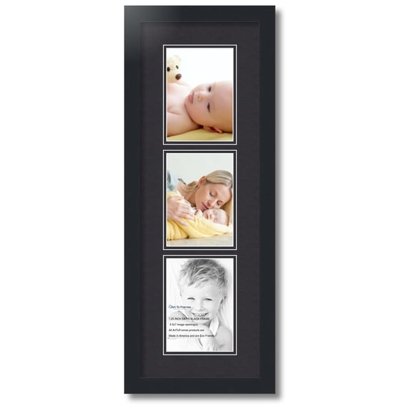 ArtToFrames Collage Photo Picture Frame with 3 - 5x7 Openings, Framed in Black with Black and Black Mats (CDM-3926-73)