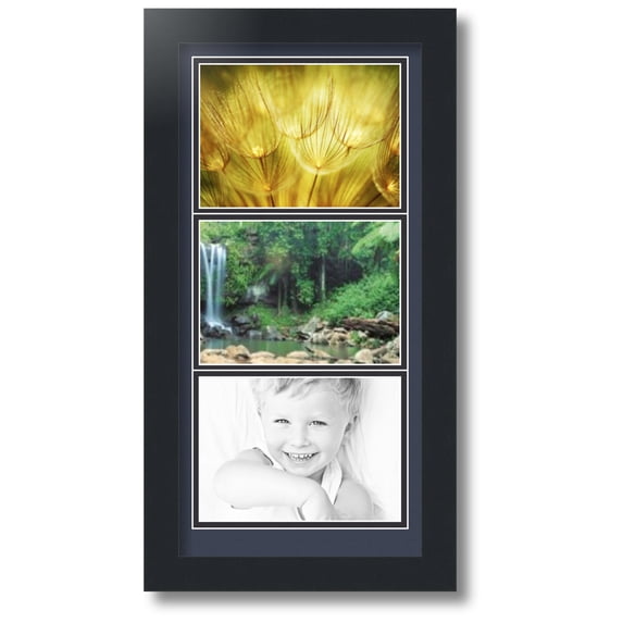 ArtToFrames Collage Photo Picture Frame with 3 - 5x7 Openings, Framed in Black with Blue Jay and Black Mats (CDM-3926-1)