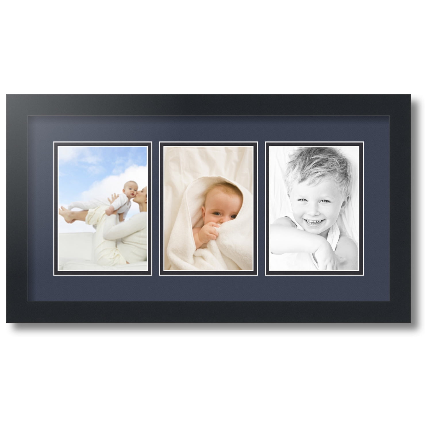 Large Multi Photo Picture Frame 6 Apertures 8x6 Photos in a 33mm Black Frame  