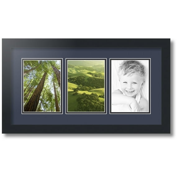 ArtToFrames Collage Photo Picture Frame with 3 - 5x7 Openings, Framed in Black with Blue Jay and Black Mats (CDM-3926-65)