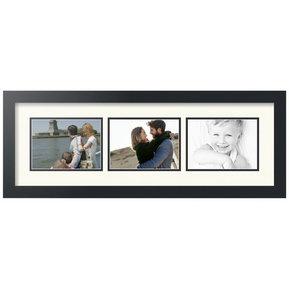 ArtToFrames Collage Photo Picture Frame with 3 - 5x7 Openings, Framed in Black with Chantilly and Black Mats (CDM-3926-1052)