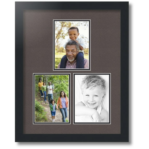 ArtToFrames Collage Photo Picture Frame with 3 - 5x7 Openings, Framed in Black with Chestnut and Black Mats (CDM-3926-82)