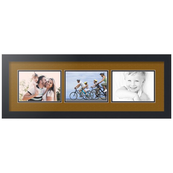 ArtToFrames Collage Photo Picture Frame with 3 - 5x7" Openings, Framed in Black with Coronado and Black Mats (CDM-3926-57)