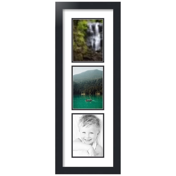 ArtToFrames Collage Photo Picture Frame with 3 - 5x7" Openings, Framed in Black with Crisp and Black Mats (CDM-3926-138)