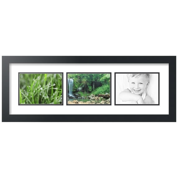 ArtToFrames Collage Photo Picture Frame with 3 - 5x7" Openings, Framed in Black with Crisp and Black Mats (CDM-3926-57)