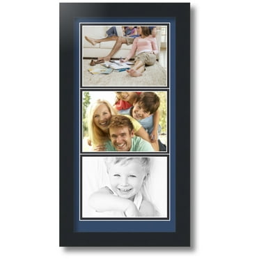 ArtToFrames Collage Photo Picture Frame with 3 - 5x7" Openings, Framed in Black with Delft Blue and Black Mats (CDM-3926-5765)