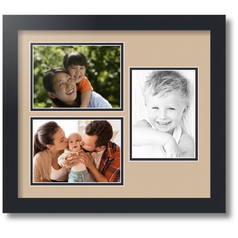 Art to Frames Double Multimat 390 817/89 FRBW26079 Collage Photo Frame Double Mat with 3 5x7 Openings and Satin Black Frame