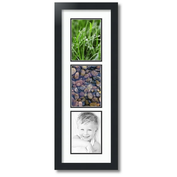 ArtToFrames Collage Photo Picture Frame with 3 - 5x7 Openings, Framed in Black with Super White and Black Mats (CDM-3926-73)