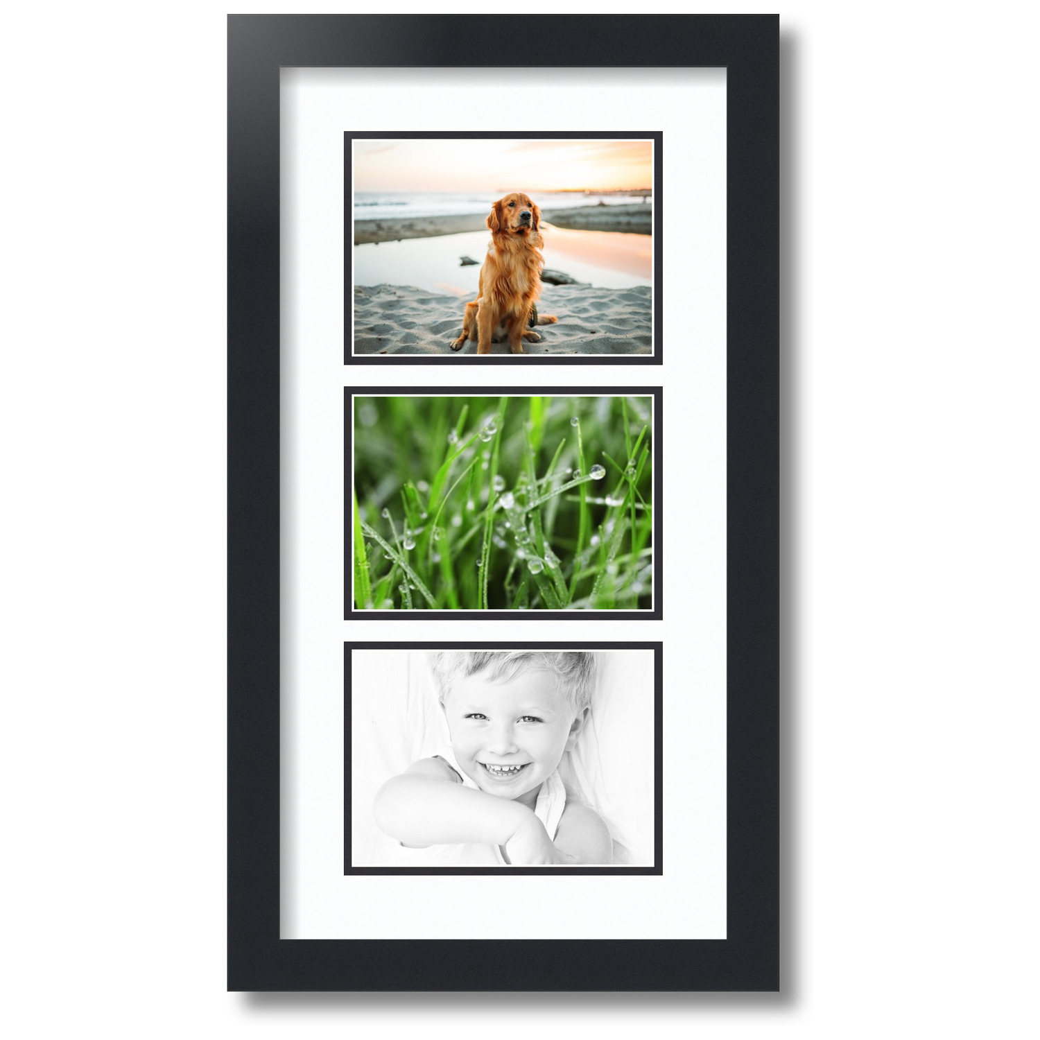 ArtToFrames Collage Photo Picture Frame with 3 5x7 Openings, Framed