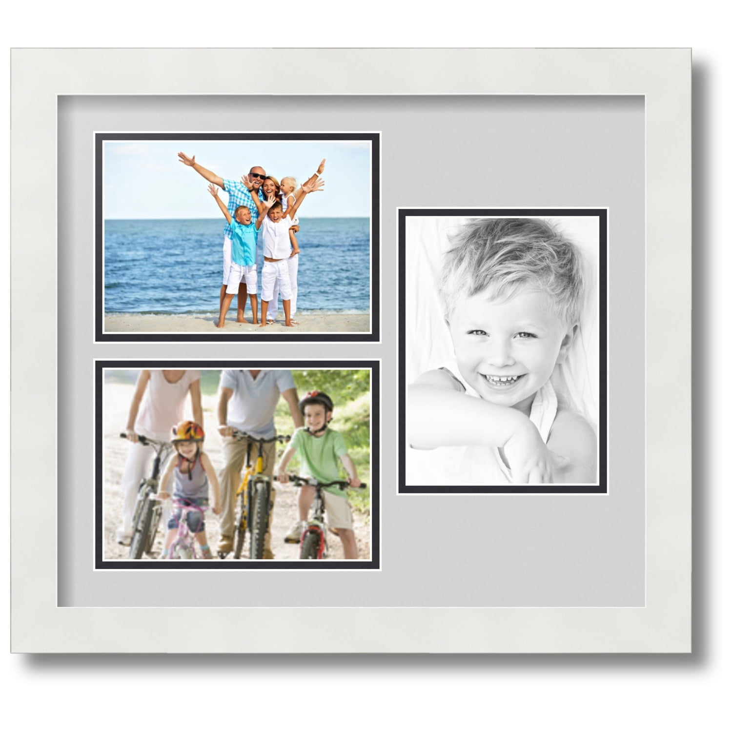ArtToFrames Collage Photo Picture Frame with 3 5x7 Openings, Framed in White with Candlewick