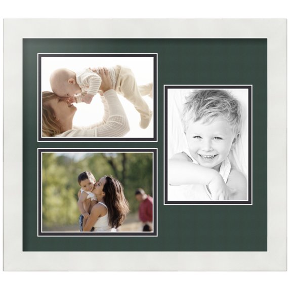ArtToFrames Collage Photo Picture Frame with 3 - 5x7" Openings, Framed in White with Envy and Black Mats (CDM-3966-390)