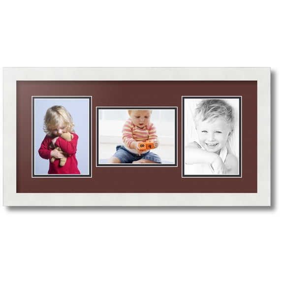 ArtToFrames Collage Photo Picture Frame with 3 - 5x7" Openings, Framed in White with Maroon and Black Mats (CDM-3966-114)