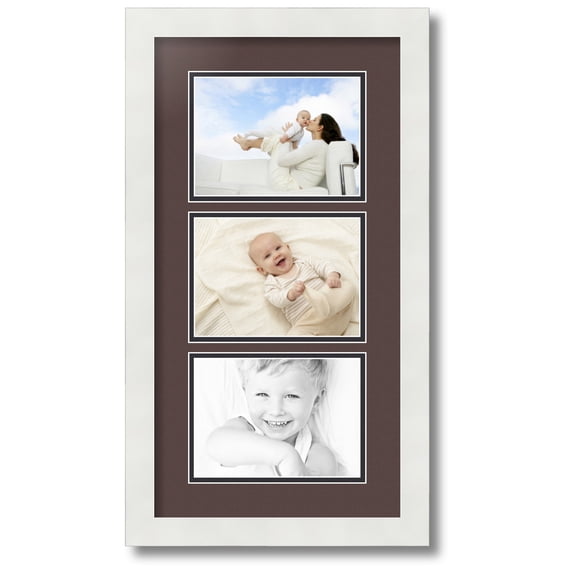 ArtToFrames Collage Photo Picture Frame with 3 - 5x7 Openings, Framed in White with Peat and Black Mats (CDM-3966-901)
