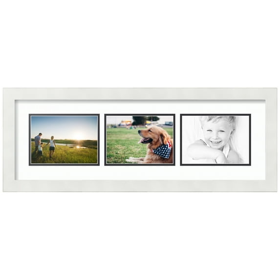 ArtToFrames Collage Photo Picture Frame with 3 - 5x7 Openings, Framed in White with Super White and Black Mats (CDM-3966-1052)