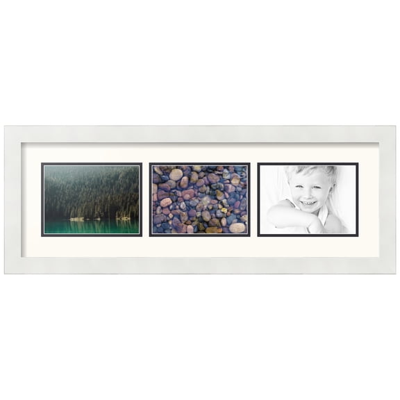 ArtToFrames Collage Photo Picture Frame with 3 - 5x7" Openings, Framed in White with White and Black Mats (CDM-3966-2135)