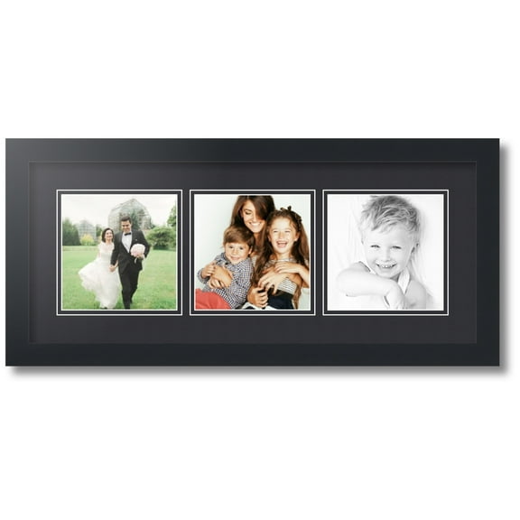 ArtToFrames Collage Photo Picture Frame with 3 - 6x6 Openings, Framed in Black with Black and Black Mats (CDM-3926-66)