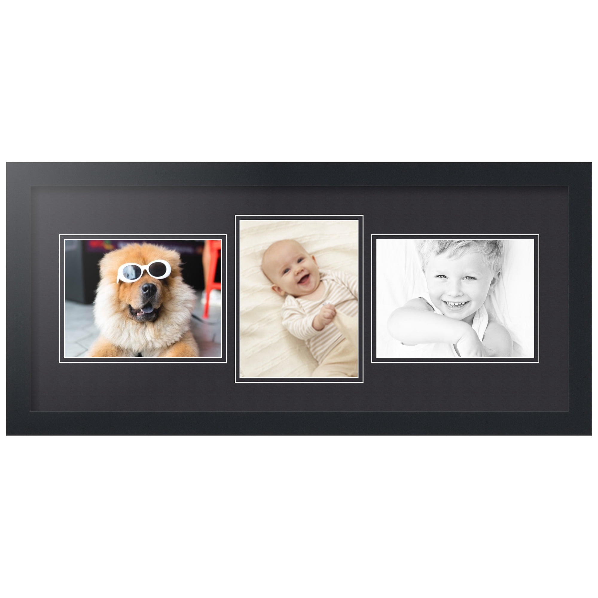 ArtToFrames Collage Photo Picture Frame with 3 - 6x8 Openings, Framed in Black with Black and Black Mats (CDM-3926-99)