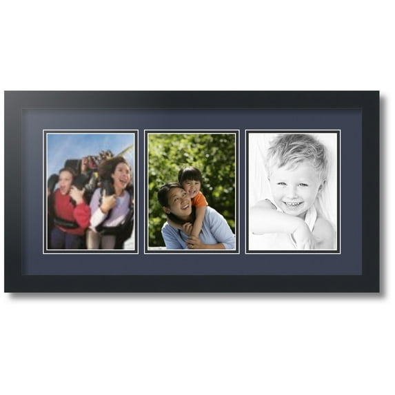 ArtToFrames Collage Photo Picture Frame with 3 - 6x8 Openings, Framed in Black with Blue Jay and Black Mats (CDM-3926-65)