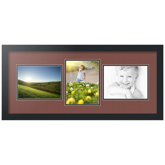 ArtToFrames Collage Photo Picture Frame with 3 - 6x8" Openings, Framed in Black with Brique and Black Mats (CDM-3926-809)