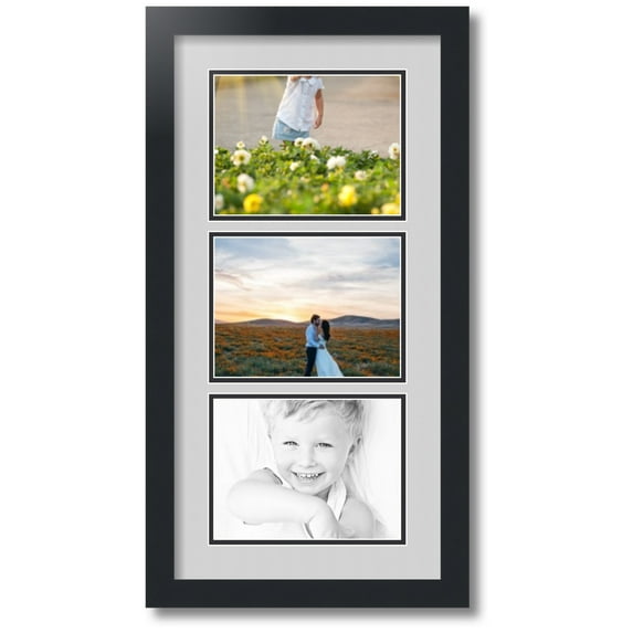 ArtToFrames Collage Photo Picture Frame with 3 - 6x8 Openings, Framed in Black with Candlewick and Black Mats (CDM-3926-901)