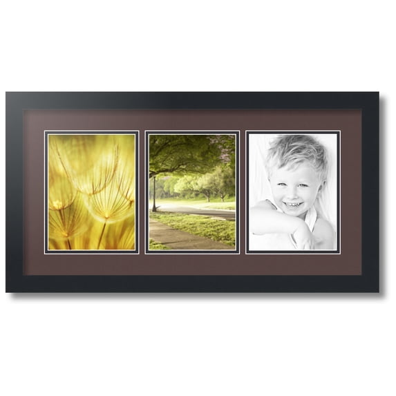 ArtToFrames Collage Photo Picture Frame with 3 - 6x8 Openings, Framed in Black with Peat and Black Mats (CDM-3926-65)