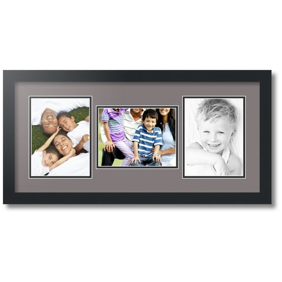 ArtToFrames Collage Photo Picture Frame with 3 - 6x8 Openings, Framed in Black with Pewter and Black Mats (CDM-3926-70)