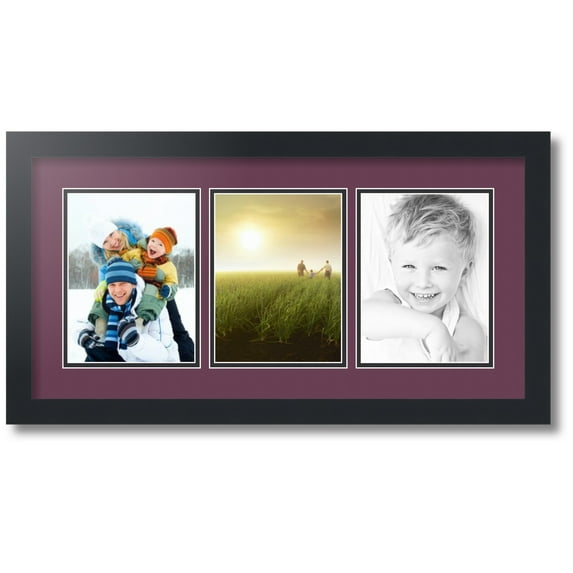 ArtToFrames Collage Photo Picture Frame with 3 - 6x8 Openings, Framed in Black with Ruby and Black Mats (CDM-3926-65)
