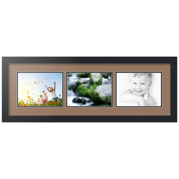 ArtToFrames Collage Photo Picture Frame with 3 - 6x8 Openings, Framed in Black with Sandpiper and Black Mats (CDM-3926-67)
