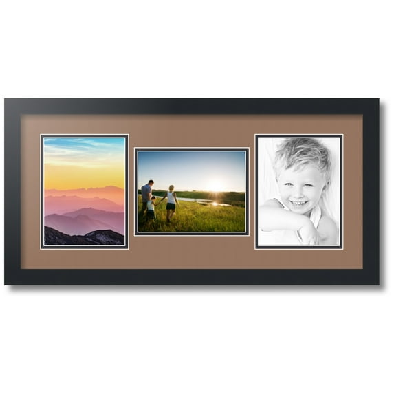ArtToFrames Collage Photo Picture Frame with 3 - 6x8 Openings, Framed in Black with Sandpiper and Black Mats (CDM-3926-70)