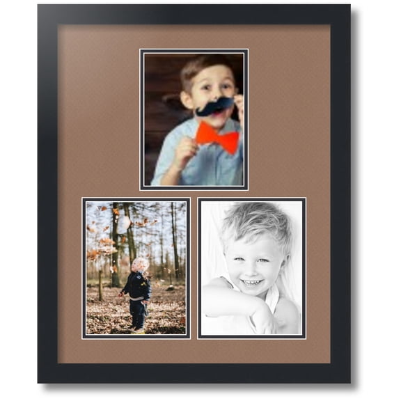 ArtToFrames Collage Photo Picture Frame with 3 - 6x8 Openings, Framed in Black with Sandpiper and Black Mats (CDM-3926-82)