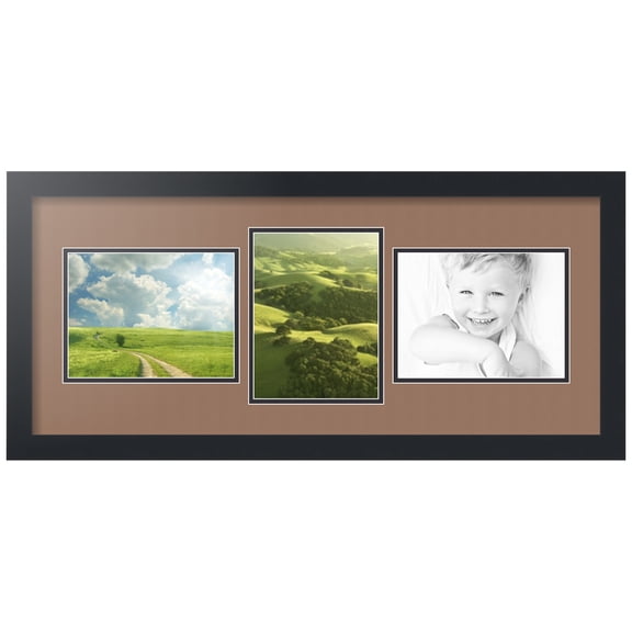 ArtToFrames Collage Photo Picture Frame with 3 - 6x8 Openings, Framed in Black with Sandpiper and Black Mats (CDM-3926-99)