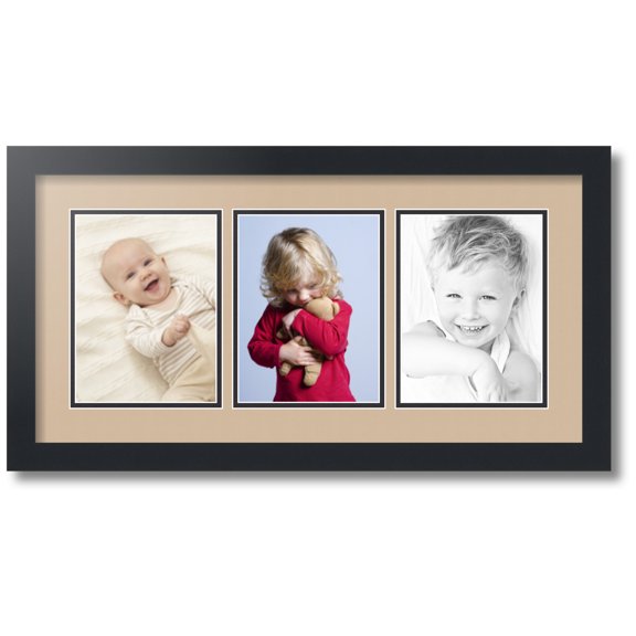 ArtToFrames Collage Photo Picture Frame with 3 - 6x8" Openings, Framed in Black with Scotch Mist and Black Mats (CDM-3926-782)