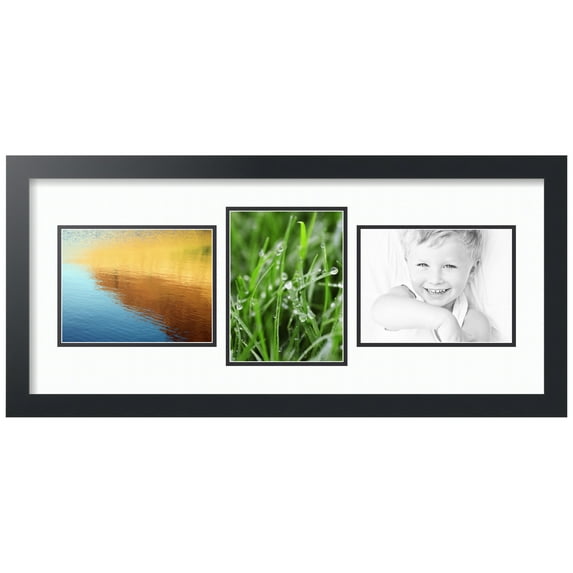 ArtToFrames Collage Photo Picture Frame with 3 - 6x8 Openings, Framed in Black with Super White and Black Mats (CDM-3926-99)