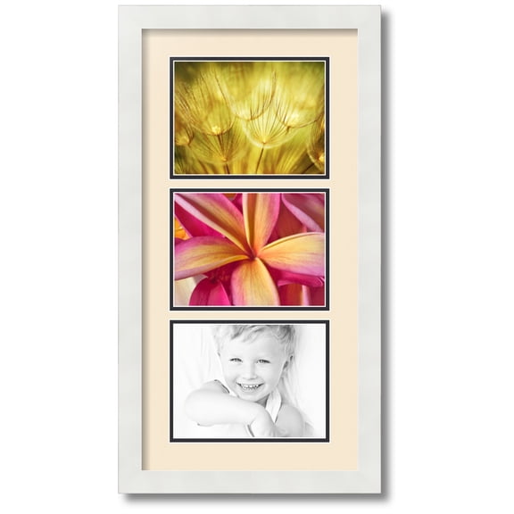 ArtToFrames Collage Photo Picture Frame with 3 - 6x8 Openings, Framed in White with Alabaster and Black Mats (CDM-3966-901)