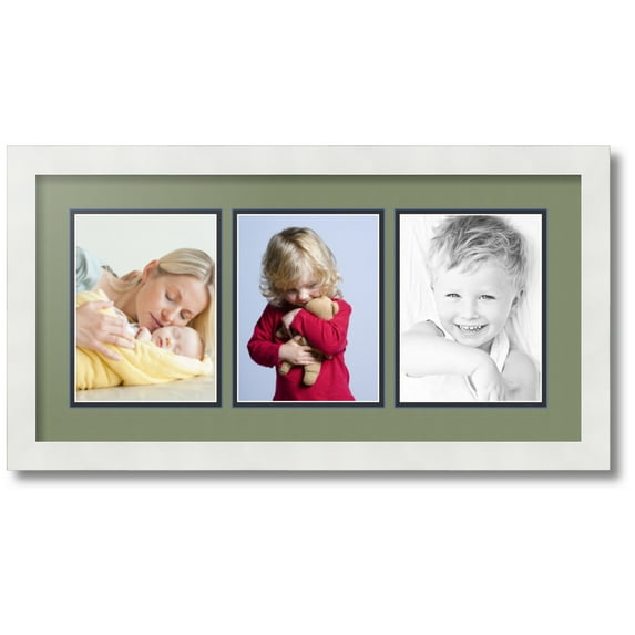 ArtToFrames Collage Photo Picture Frame with 3 - 6x8 Openings, Framed in White with Basil and Black Mats (CDM-3966-65)
