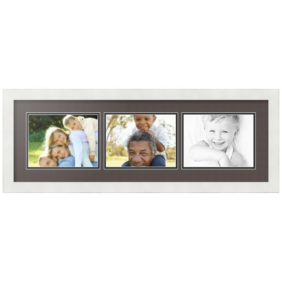 ArtToFrames Collage Photo Picture Frame with 3 - 6x8 Openings, Framed in White with Chestnut and Black Mats (CDM-3966-67)