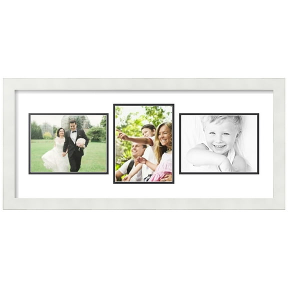 ArtToFrames Collage Photo Picture Frame with 3 - 6x8" Openings, Framed in White with Crisp and Black Mats (CDM-3966-809)