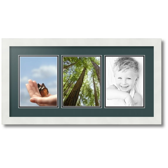 ArtToFrames Collage Photo Picture Frame with 3 - 6x8" Openings, Framed in White with Evergreen and Black Mats (CDM-3966-782)
