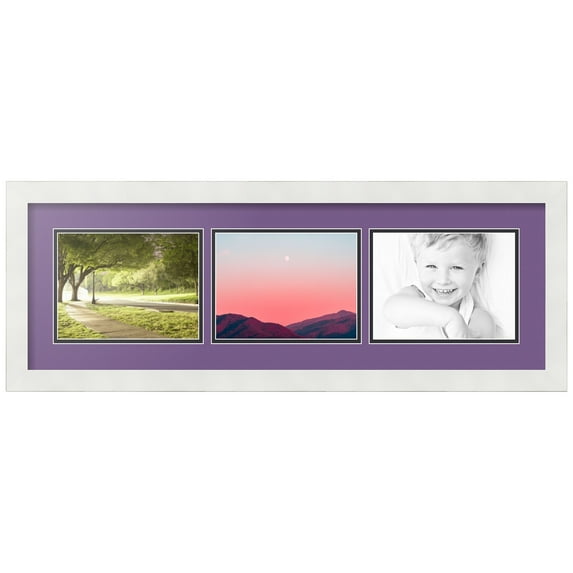 ArtToFrames Collage Photo Picture Frame with 3 - 6x8 Openings, Framed in White with Grape and Black Mats (CDM-3966-67)