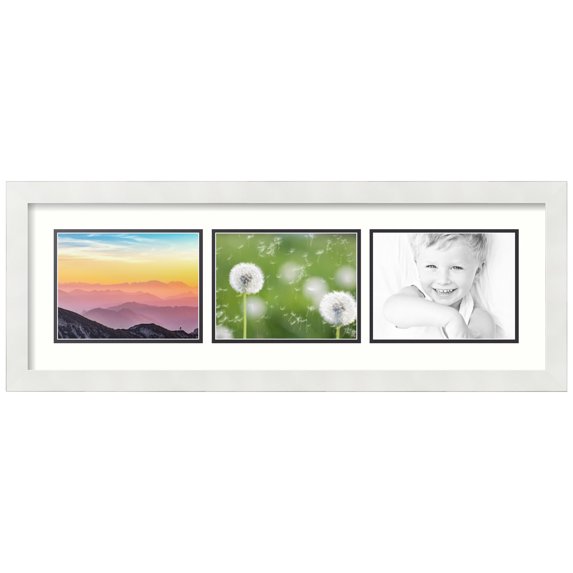ArtToFrames Collage Photo Picture Frame with 3 - 6x8" Openings, Framed in White with Light Cream and Black Mats (CDM-3966-880)