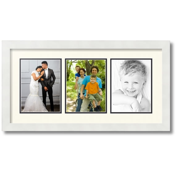 ArtToFrames Collage Photo Picture Frame with 3 - 6x8 Openings, Framed in White with Off White and Black Mats (CDM-3966-65)