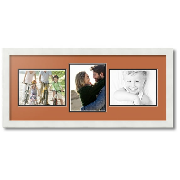 ArtToFrames Collage Photo Picture Frame with 3 - 6x8 Openings, Framed in White with Red Orange and Black Mats (CDM-3966-99)