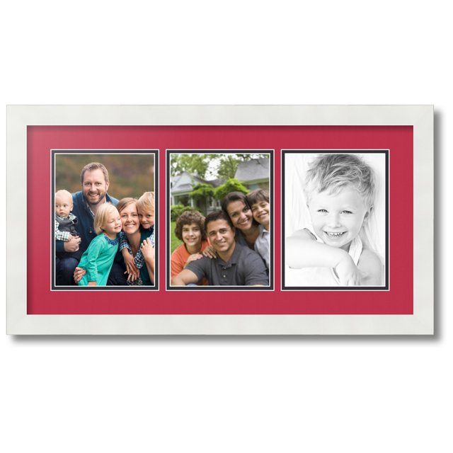 ArtToFrames Collage Photo Picture Frame with 3 - 6x8 Openings, Framed in White with Rouge and Black Mats (CDM-3966-65)
