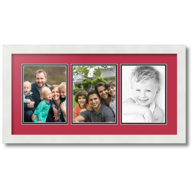 ArtToFrames Collage Photo Picture Frame with 3 - 6x8 Openings, Framed in White with Rouge and Black Mats (CDM-3966-65)