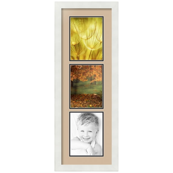 ArtToFrames Collage Photo Picture Frame with 3 - 6x8 Openings, Framed in White with Scotch Mist and Black Mats (CDM-3966-73)