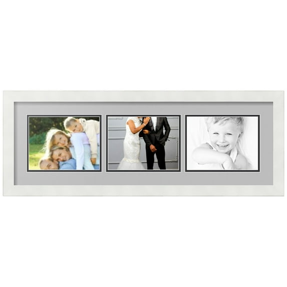 ArtToFrames Collage Photo Picture Frame with 3 - 6x8 Openings, Framed in White with TV Grey and Black Mats (CDM-3966-67)