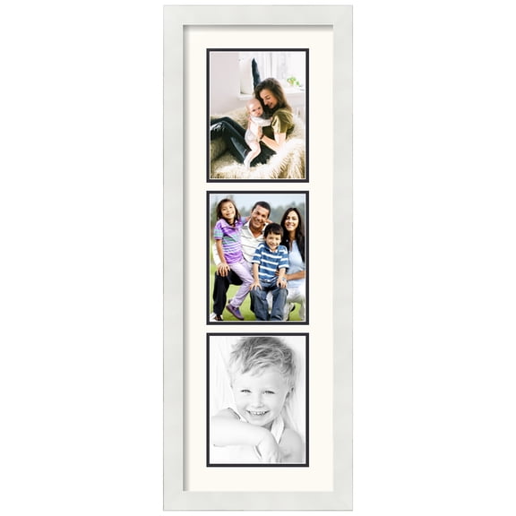 ArtToFrames Collage Photo Picture Frame with 3 - 6x8" Openings, Framed in White with White and Black Mats (CDM-3966-866)