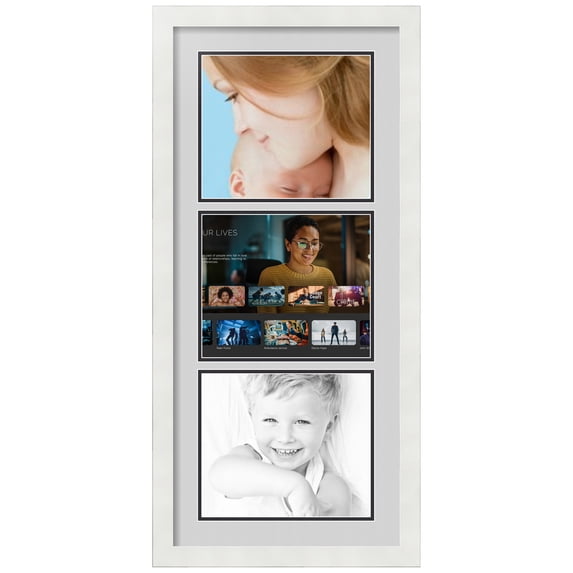 ArtToFrames Collage Photo Picture Frame with 3 - 8.5x10 Openings, Framed in White with Candlewick and Black Mats (CDM-3966-901)