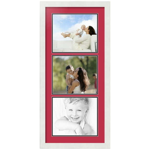 ArtToFrames Collage Photo Picture Frame with 3 - 8.5x10 Openings, Framed in White with Rouge and Black Mats (CDM-3966-901)